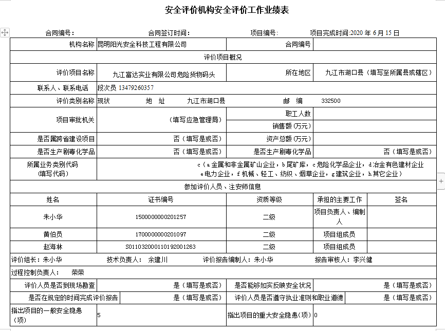 九江富达实业有限公司危险货物码头