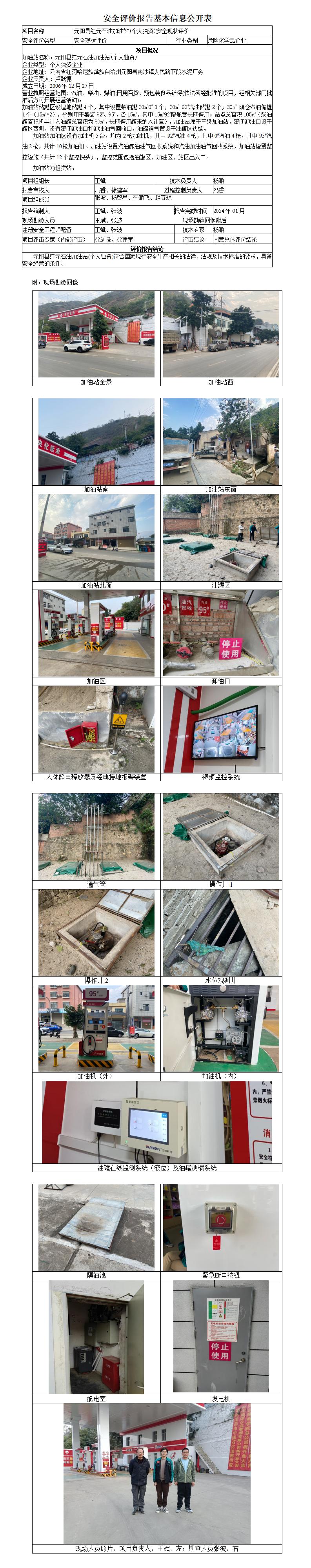 安全现状评价基本信息公开表红元石化现状