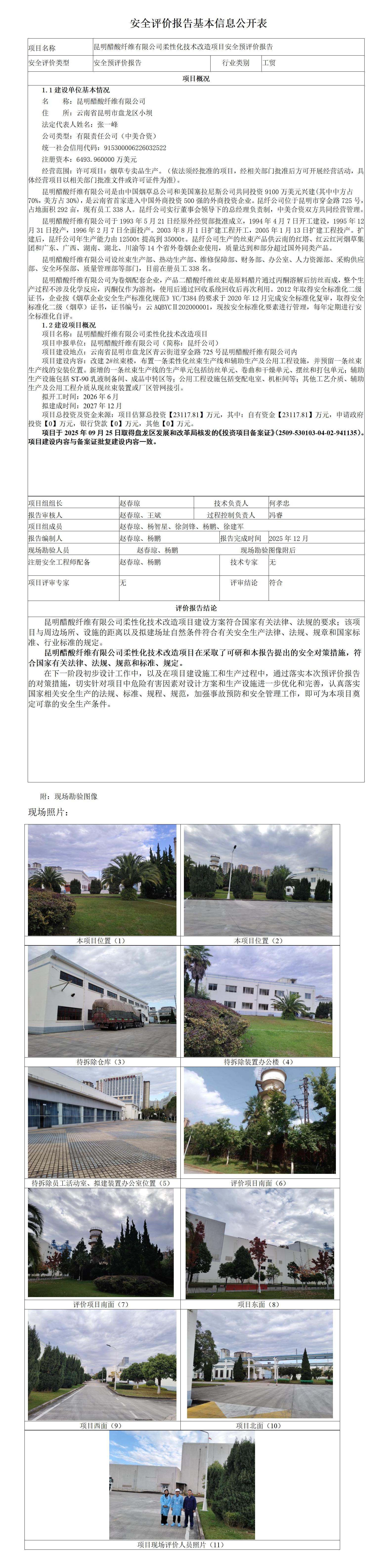 安全评价报告基本信息公开表（昆明醋纤）